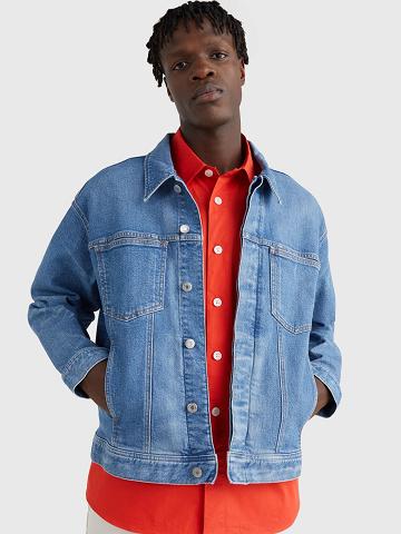 Férfi Tommy Hilfiger Denim trucker Kabát Kék | HU 1180EBC